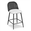 Pemberly Row Contemporary Black Rattan Performance Fabric Counter Stool