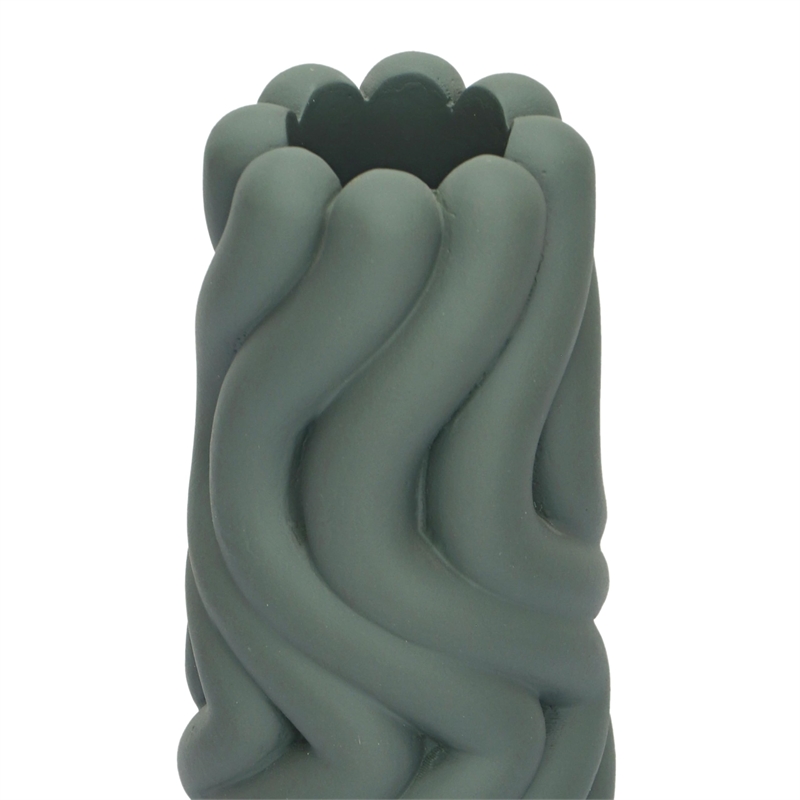 Pemberly Row Decorative Transitional Green Matte Concrete Vase