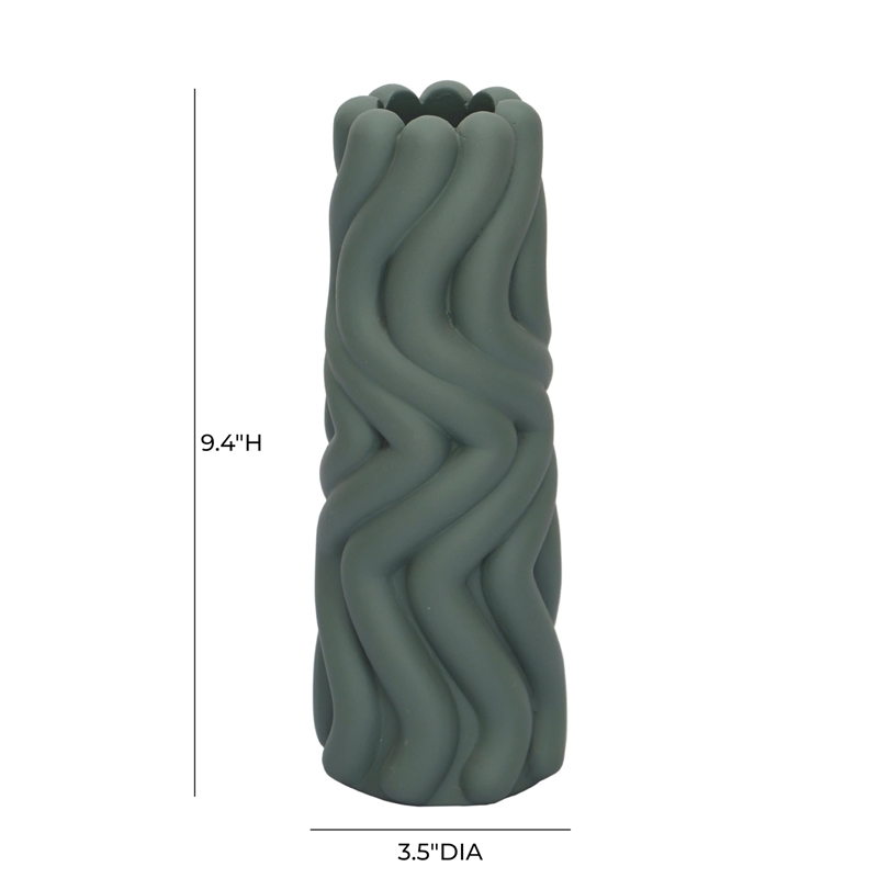 Pemberly Row Decorative Transitional Green Matte Concrete Vase