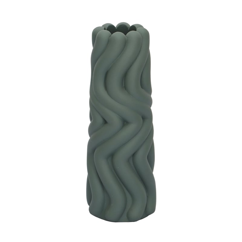 Pemberly Row Decorative Transitional Green Matte Concrete Vase