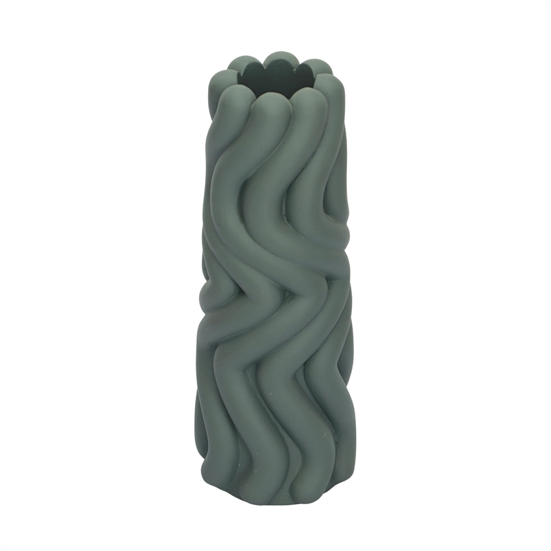 Pemberly Row Decorative Transitional Green Matte Concrete Vase