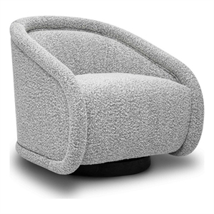 Pemberly Row Handmade Modern / Contemporary Gray Boucle Swivel Chair