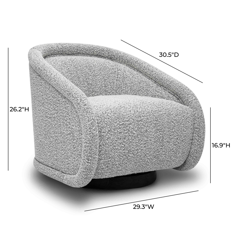 Pemberly Row Handmade Modern / Contemporary Gray Boucle Swivel Chair