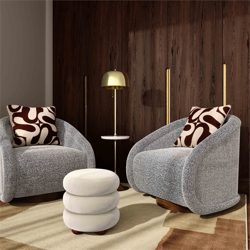 Pemberly Row Handmade Modern / Contemporary Gray Boucle Swivel Chair