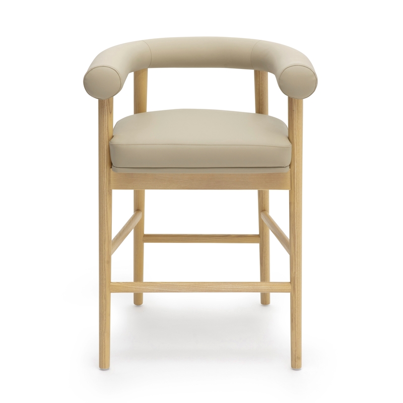 Pemberly Row Contemporary Taupe Finish Vegan Leather Counter Stool