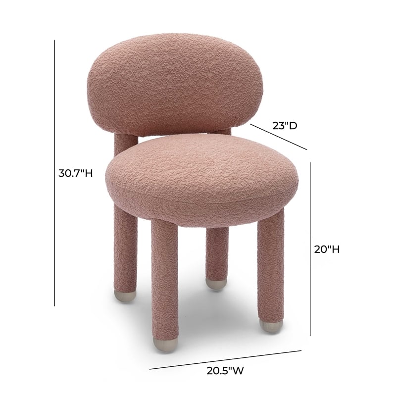 Pemberly Row Contemporary Rose Pink Performance Boucle Side Chair