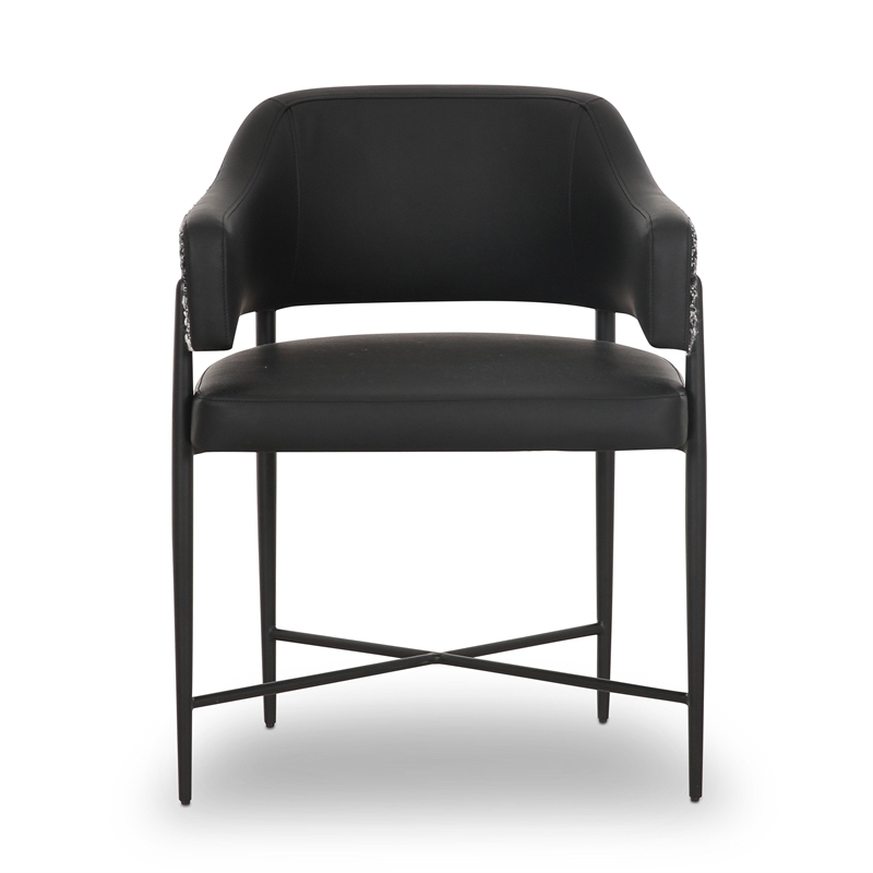 Pemberly Row Contemporary Black Vegan Leather 2-Tone Dining Chair