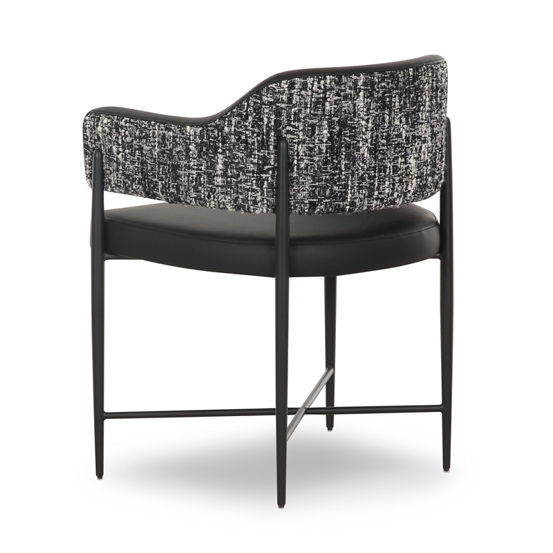 Pemberly Row Contemporary Black Vegan Leather 2-Tone Dining Chair