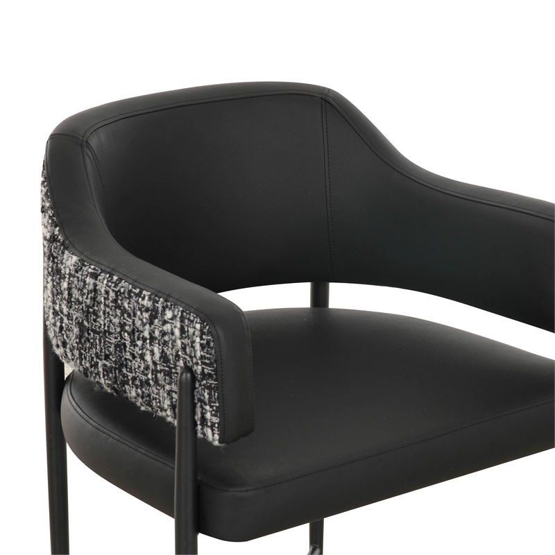 Pemberly Row Contemporary Black Vegan Leather 2-Tone Dining Chair