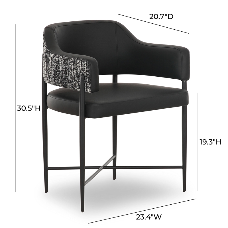 Pemberly Row Contemporary Black Vegan Leather 2-Tone Dining Chair