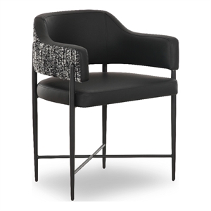 Pemberly Row Contemporary Black Vegan Leather 2-Tone Dining Chair
