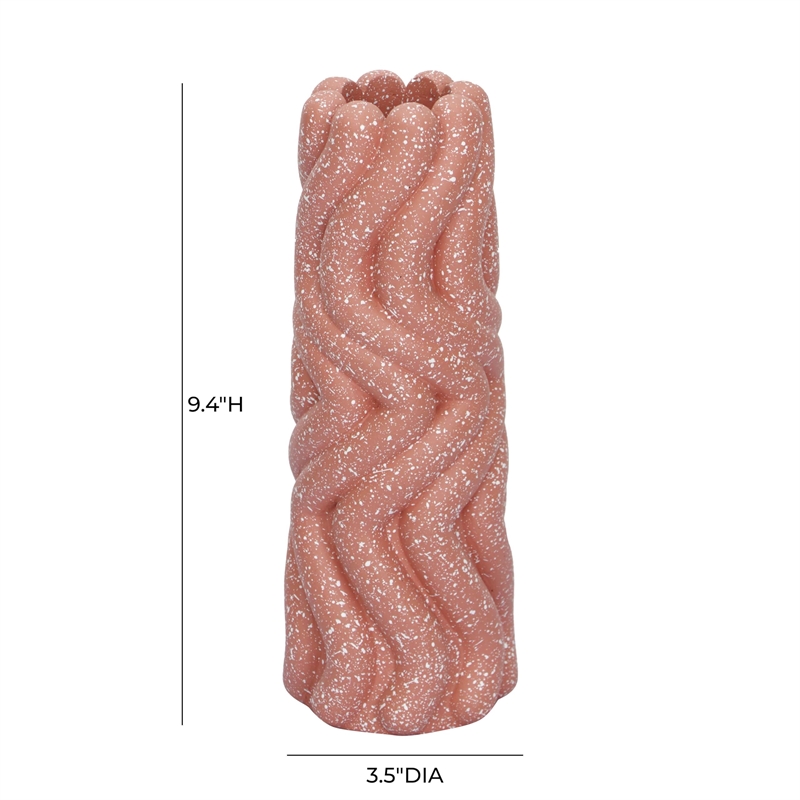 Pemberly Row Decorative Transitional Handcrafted Speckled Salmon Pink Vase