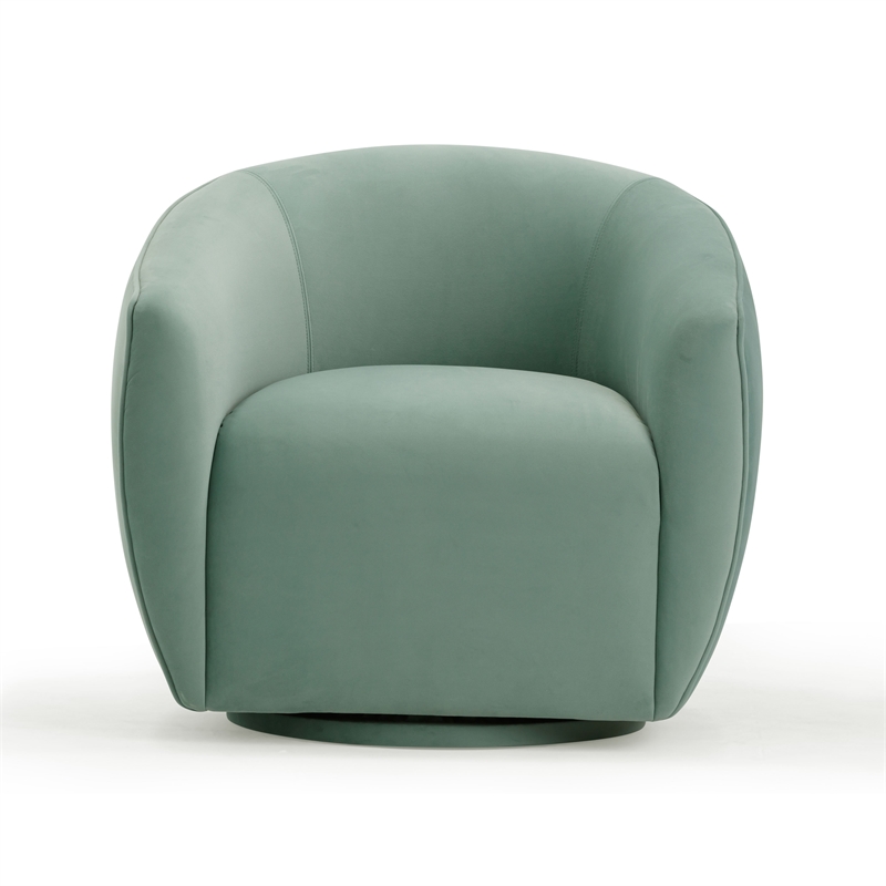Pemberly Row Modern / Contemporary Sea Blue Velvet Swivel Chair