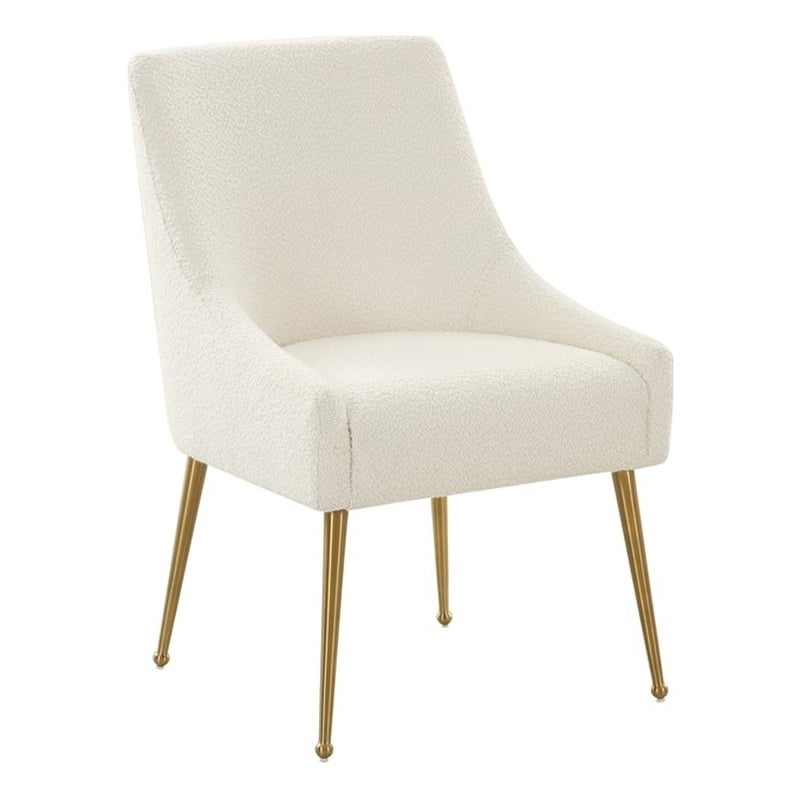 Pemberly Row Handmade Modern Transitional Cream Boucle Side Chair