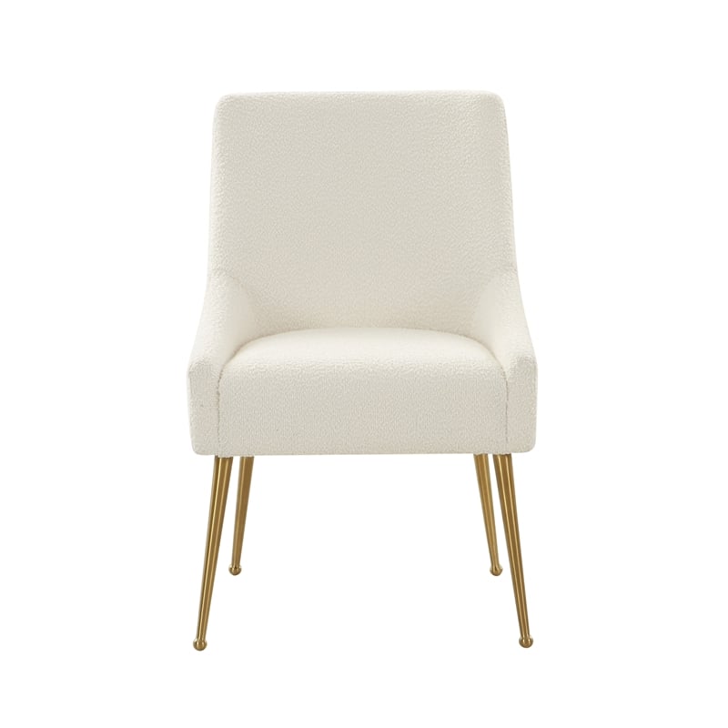 Pemberly Row Handmade Modern Transitional Cream Boucle Side Chair