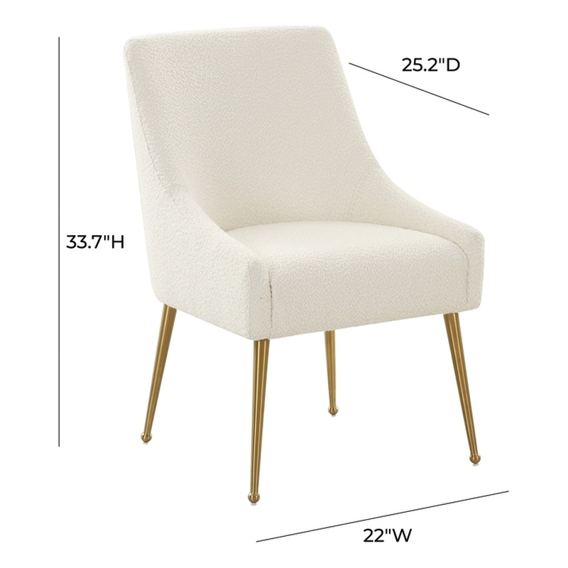 Pemberly Row Handmade Modern Transitional Cream Boucle Side Chair
