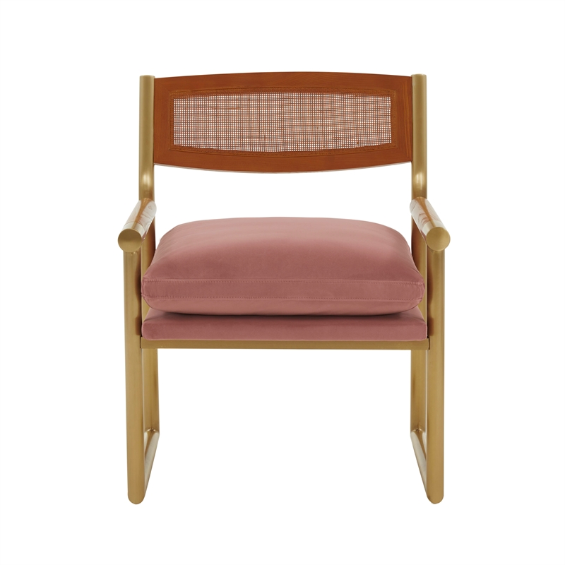 Pemberly Row Rattan Velvet Chair in Mauve Pink - 34.5