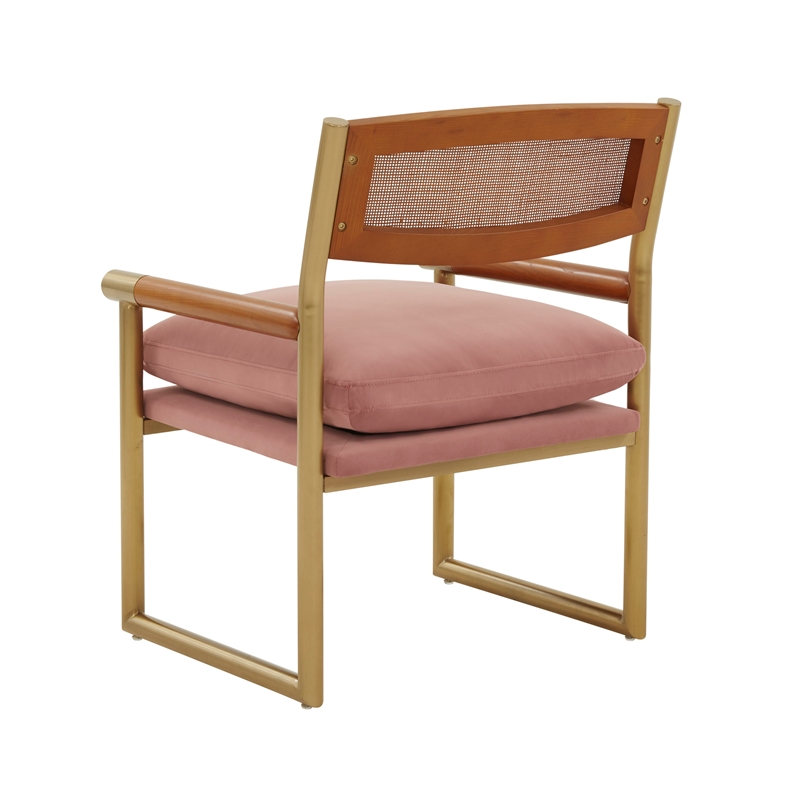 Pemberly Row Rattan Velvet Chair in Mauve Pink - 34.5