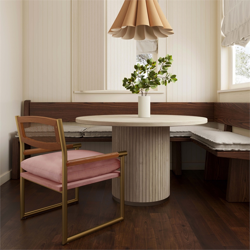 Pemberly Row Rattan Velvet Chair in Mauve Pink - 34.5