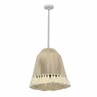 Pemberly Row Transitional White Cotton Tasseled Pendant Lamp
