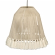 Pemberly Row Transitional White Cotton Tasseled Pendant Lamp