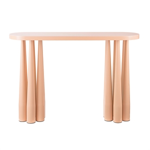 Pemberly Row Contemporary Peach Rose Steel Glossy Console Table