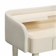 Pemberly Row Transitional Vegan Leather & Wood Vanity Desk in Cream