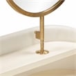 Pemberly Row Transitional Vegan Leather & Wood Vanity Desk in Cream