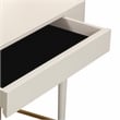 Pemberly Row Transitional Vegan Leather & Wood Vanity Desk in Cream