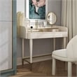 Pemberly Row Transitional Vegan Leather & Wood Vanity Desk in Cream