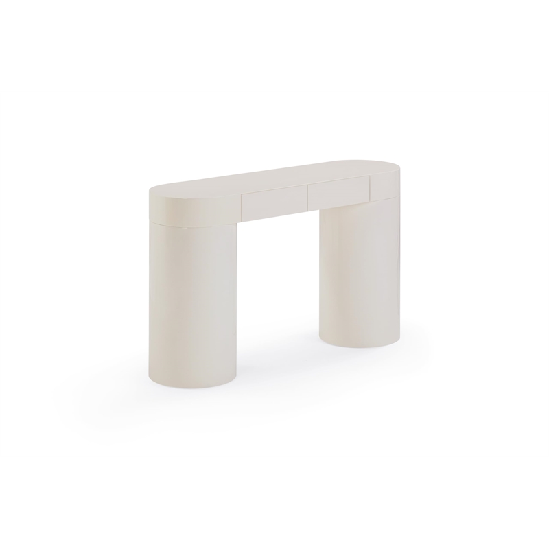 Pemberly Row Contemporary Cream High Gloss Console Table - 50
