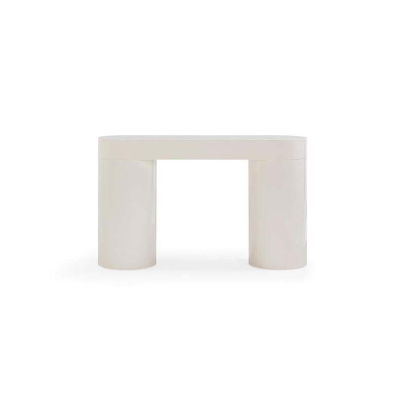 Pemberly Row Contemporary Cream High Gloss Console Table - 50