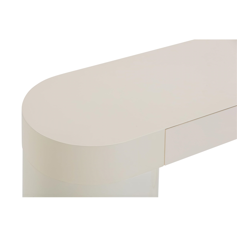 Pemberly Row Contemporary Cream High Gloss Console Table - 50
