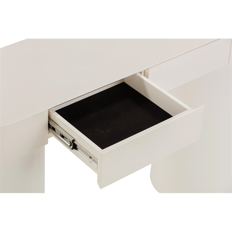 Pemberly Row Contemporary Cream High Gloss Console Table - 50
