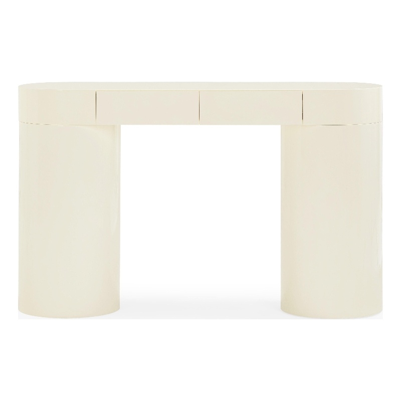 Pemberly Row Contemporary Cream High Gloss Console Table - 50