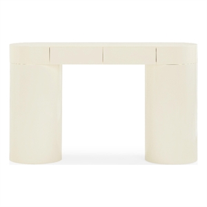 Pemberly Row Contemporary Cream High Gloss Console Table - 50&quotW x 14&quotD x 31&quotH