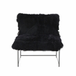 Pemberly Row Handmade Transitional Black Genuine Sheepskin Chair