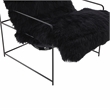 Pemberly Row Handmade Transitional Black Genuine Sheepskin Chair