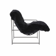 Pemberly Row Handmade Transitional Black Genuine Sheepskin Chair