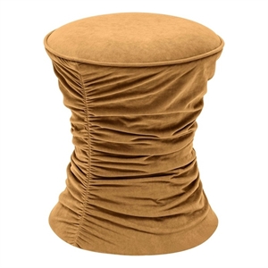 Pemberly Row Dark Terracotta Ruched Velvet Adjustable Ottoman