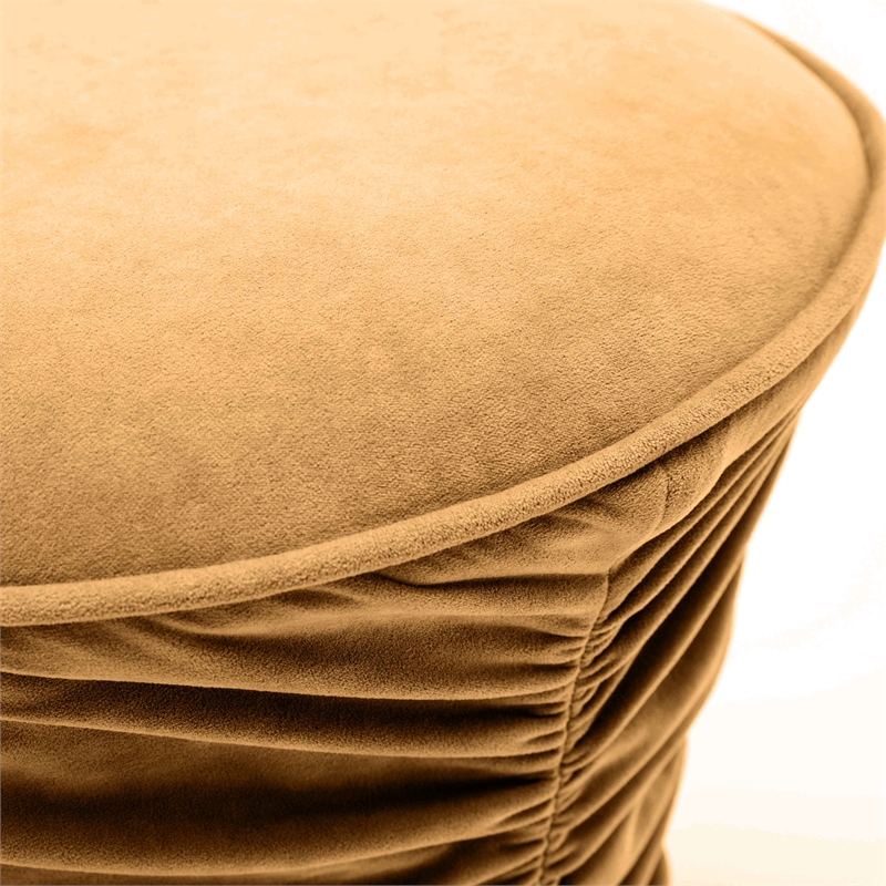 Pemberly Row Dark Terracotta Ruched Velvet Adjustable Ottoman