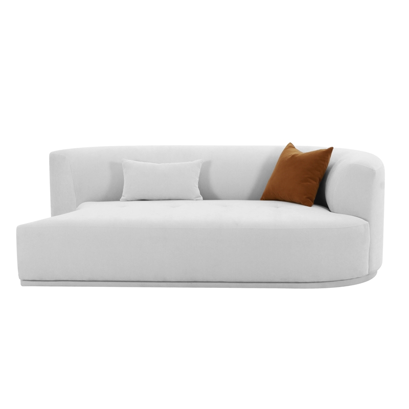 Pemberly Row Transitional Grey Velvet Modular Right-Arm Facing Loveseat