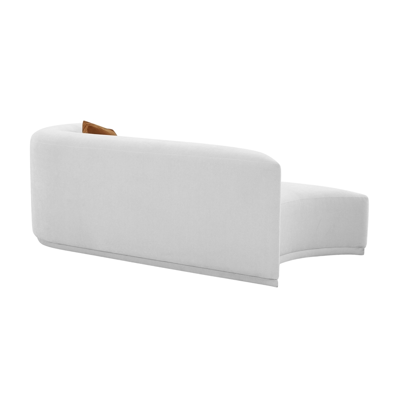 Pemberly Row Transitional Grey Velvet Modular Right-Arm Facing Loveseat