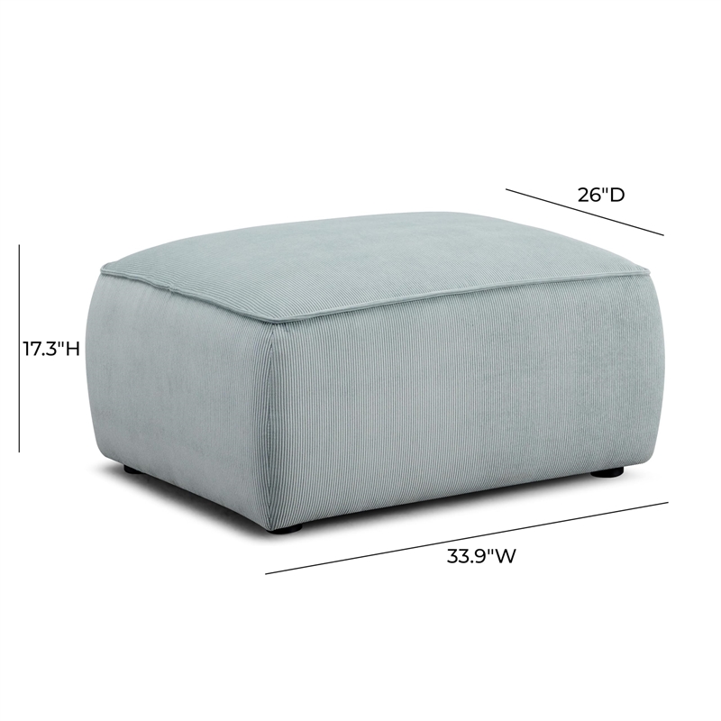 Pemberly Row Light Green Performance Corduroy Velvet Ottoman