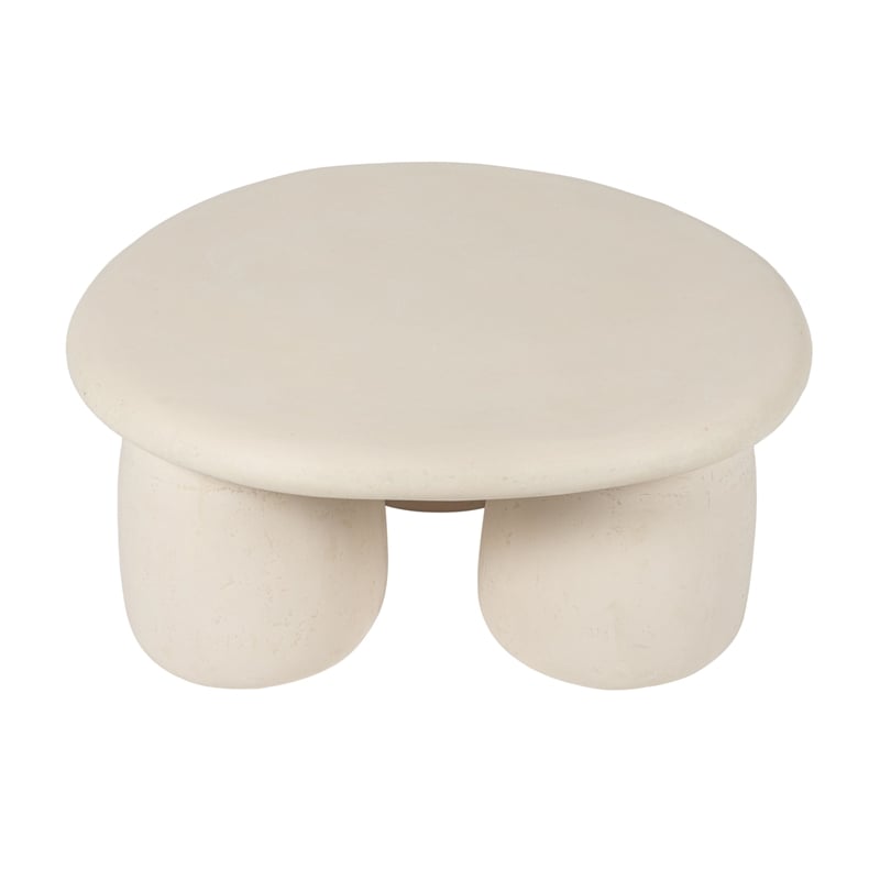 Pemberly Row Contemporary Cream Round Coffee Table - 33.9