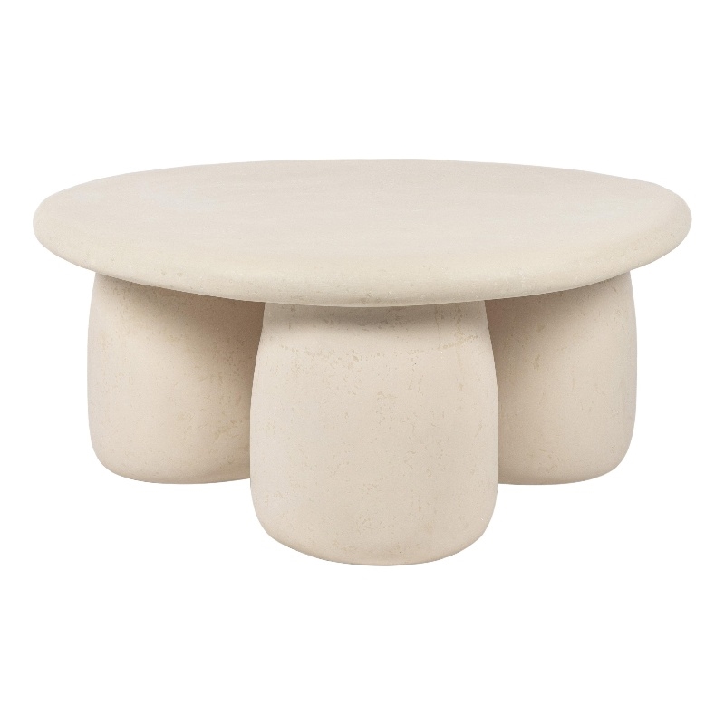 Pemberly Row Contemporary Cream Round Coffee Table - 33.9