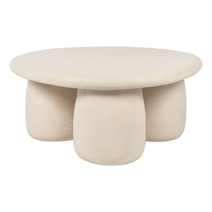 Pemberly Row Contemporary Cream Round Coffee Table - 33.9&quotW x 33.9&quotD x 15.7&quotH