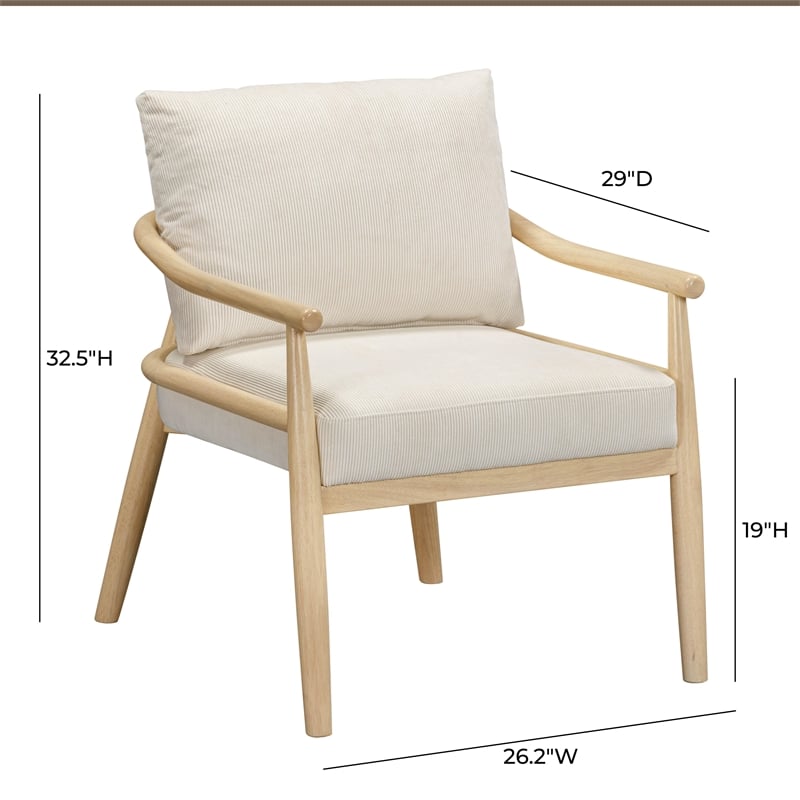 Pemberly Row Contemporary Cream Performance Corduroy Accent Chair