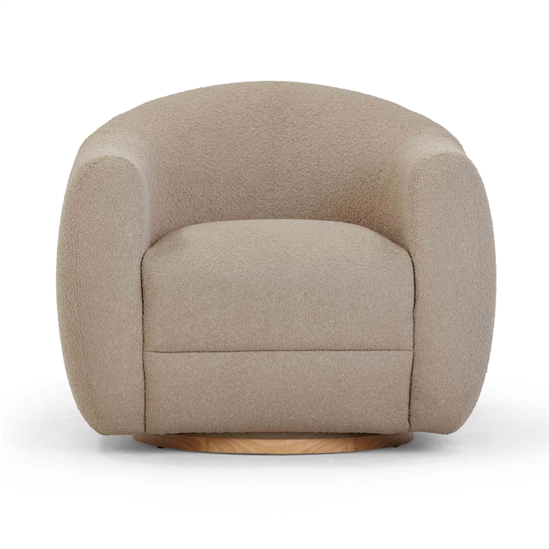 Pemberly Row Modern / Contemporary Light Brown Boucle Swivel Chair