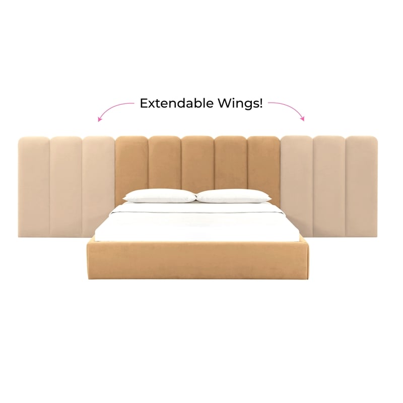 Pemberly Row Contemporary Honey Velvet Wings - Queen or King (Set of 2)